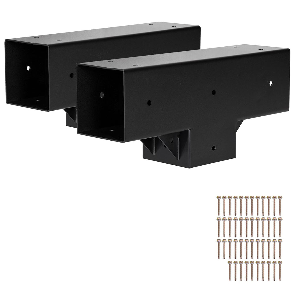 Pergola Kit 2-Pack, T-Shaped 4x4 (Actual 3.5x3.5 Inch), 3-Way Pergola Brackets DIY Woodworking Gazebo Bracket Kit with Screws for 3.5x3.5 Inch Wood Beams in Actual Size for Outdoor Party Banquet
