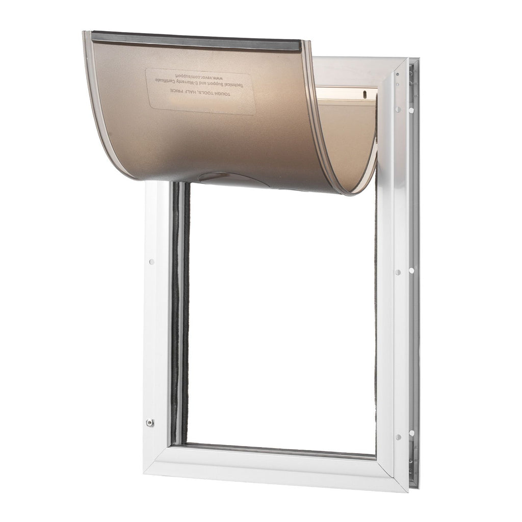 Pet Door, 8.27" x 11.93" Aluminum Frame with Lock and Flap System, Weatherproof Doggy Door, Easy to Install in Interior or Exterior Doors, Pet Door Suitable for Cat Doggie Kitties (White-Small)