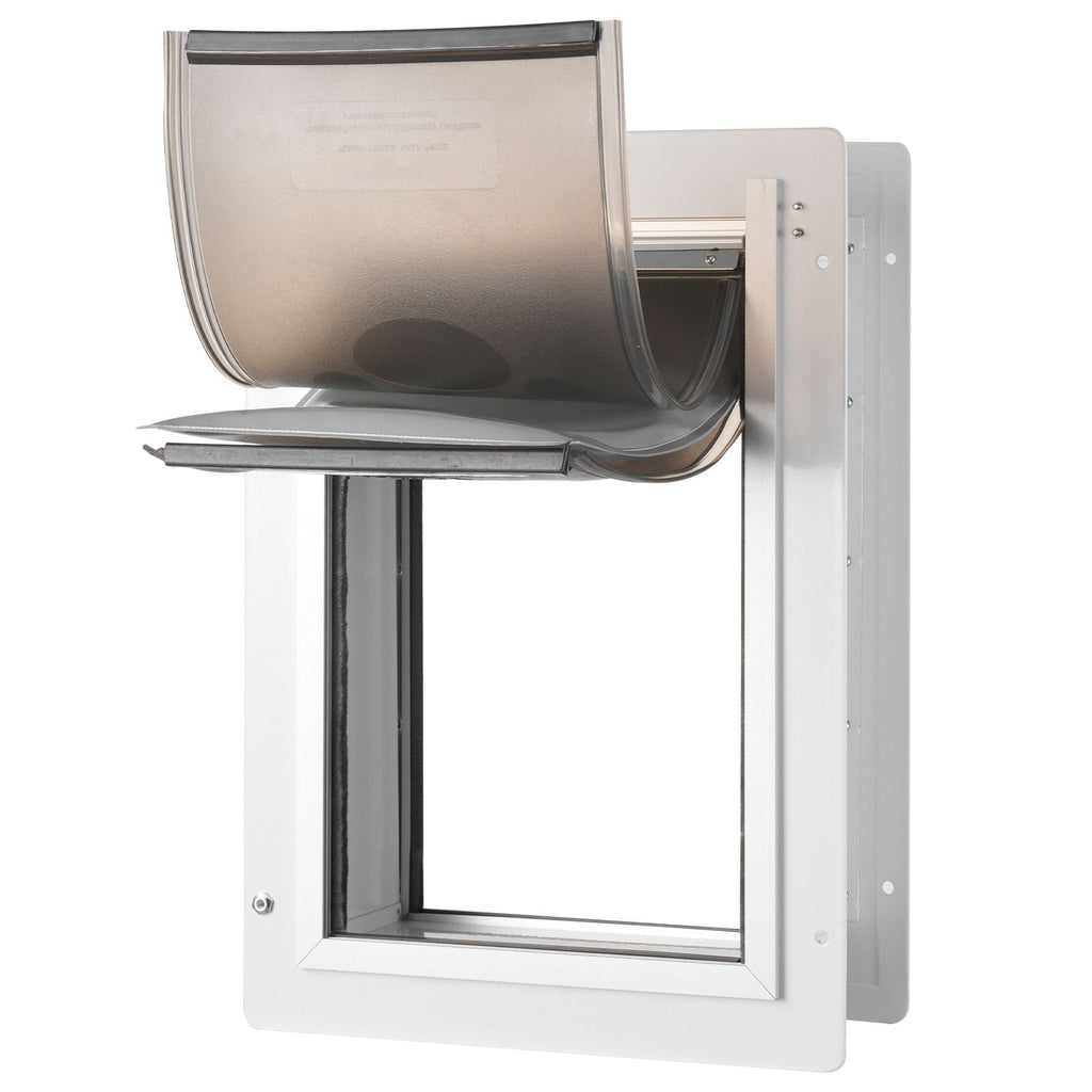 Pet Door, 9.29" x 13.19" Metal Frame with Lock and 3-Flap System, Weatherproof Doggy Door, Easy to Install in Interior or Exterior Walls, Pet Door Suitable for Cat Doggie Kitties (White-Small)