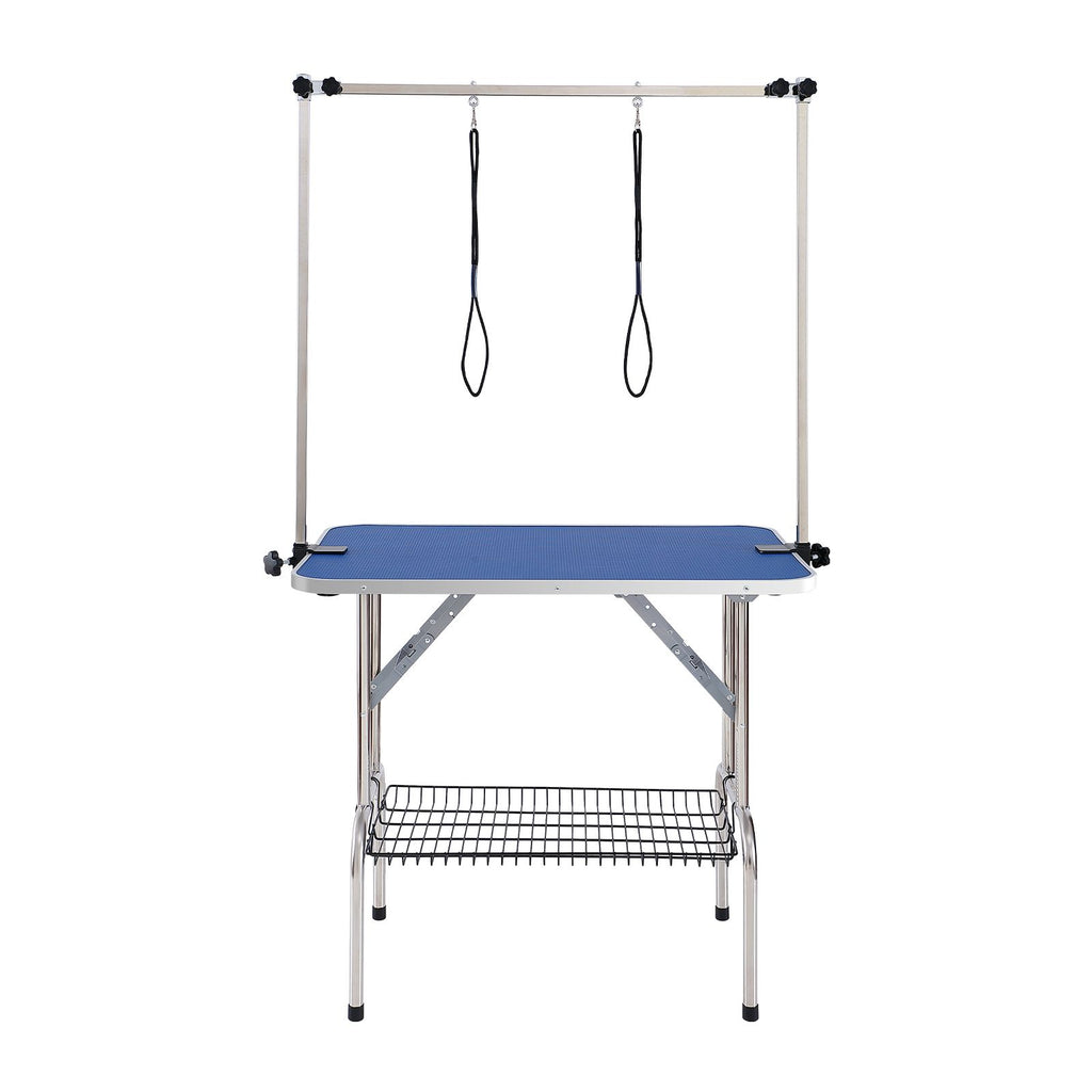 Pet Grooming Table Two Arms with Clamp, 36''x24'' Dog Grooming Station, Foldable Pets Grooming Stand for Medium and Small Dogs, Free No Sit Haunch Holder with Grooming Loop, Bearing 330lbs