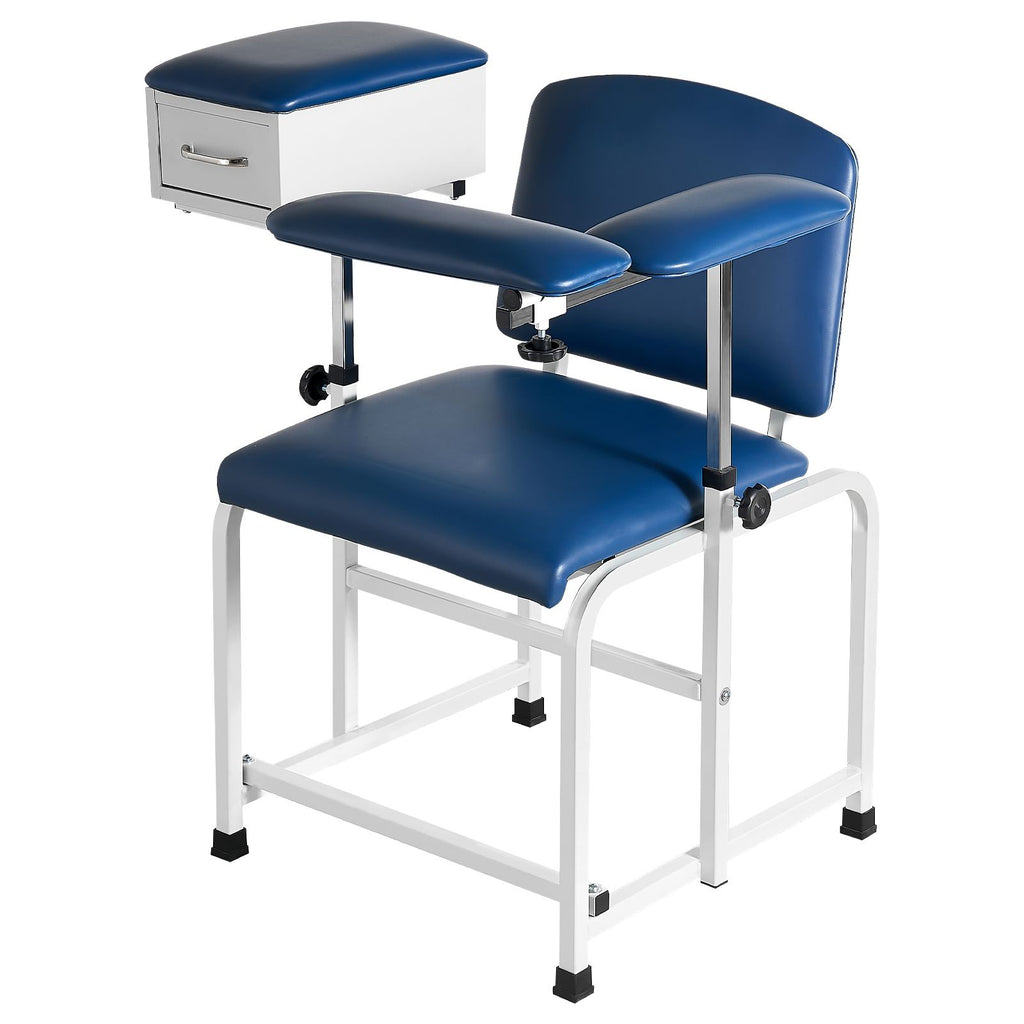 Phlebotomy Chair 500LBS Blood Draw Medical Chair with Drawer, Comfortable Blood Drawing Chairs with Adjustable Armrests, Soft Padded Seat, Easy-to-Clean PVC Leather for Hospitals Clinics
