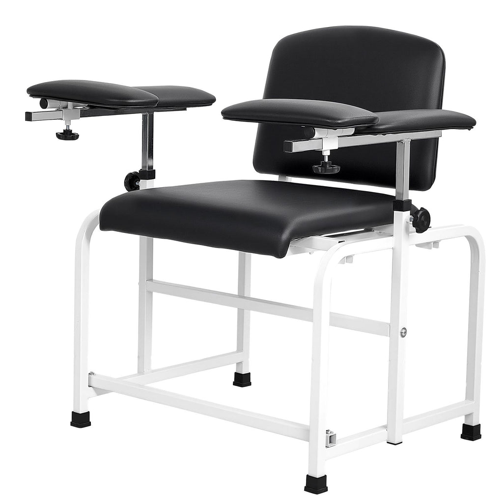 Phlebotomy Chair 750LBS Capacity Blood Draw Medical Chair, Comfortable Blood Drawing Chairs with Adjustable Armrests, Soft Padded Seat, Easy-to-Clean PVC Leather for Hospitals Clinics