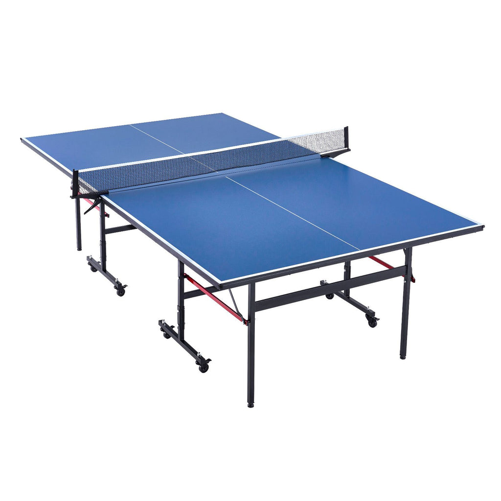 Ping Pong Table, Professional Table Tennis Game, Indoor MDF Portable Table Tennis Table, Foldable Ping Pong Table with Quick Clamp Net and Lockable Wheel, 10 Minute Easy Assembly, 12mm Tabletops
