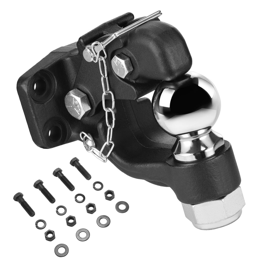 Pintle Hook, 20000 lbs Towing Capacity, Trailer Hitches Receiver Hook Combination 2-5/16-inch Hitch Ball, Fits 2.5 to 3-inch Lunette Ring with Mounting Kit, Wear-resistant, Black Powder Coat image 2