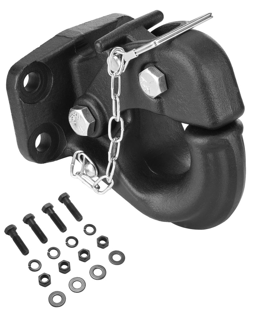 Pintle Hook, 30000 lbs Towing Capacity, Trailer Hitches Receiver Hook Fits for 2.5 to 3-inch Lunette Ring with Mounting Kit, Wear-resistant, Black Powder Coat, Suitable for Various Vehicles