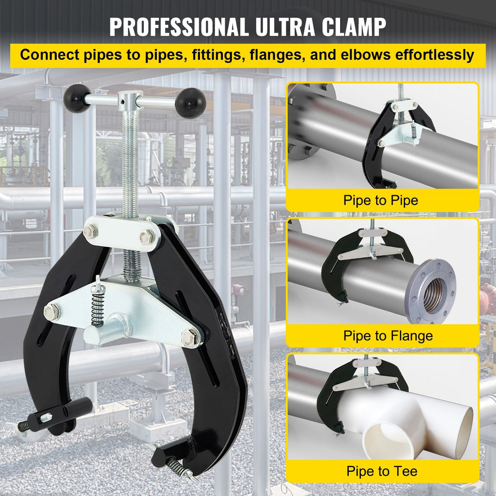 Pipe Clamp, 2 to 6 in, High Strength Ultra Clamp with Quick Acting Screws, Steel Pipe Alignment Tool with Lightweight Design, Black image 2