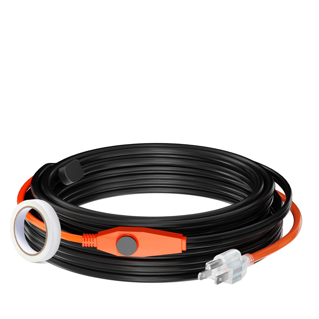 Pipe Heating Cable, 30FT 7W/FT Heat Tape for Pipes with Built-in Thermostat, Water Pipe Heat Cable Protects PVC Hose, Metal and Plastic Pipe from Freezing