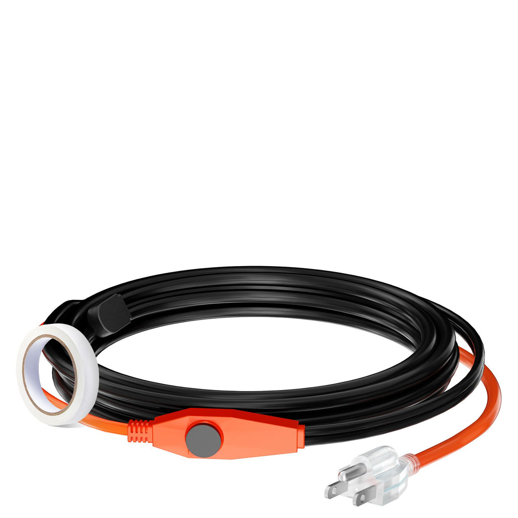 Pipe Heating Cable, 9FT 7W/FT Heat Tape for Pipes with Built-in Thermostat, Water Pipe Heat Cable Protects PVC Hose, Metal and Plastic Pipe from Freezing