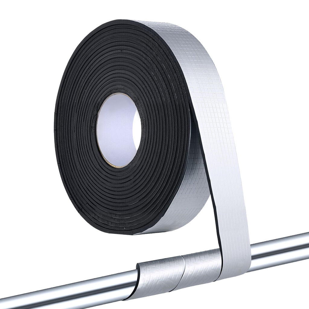 Pipe Insulation Wrap, 32.8 FT x 2-inch Pipe Insulation Tape with Aluminum Foil Layer, Self-Adhesive Foam and Foil Pipes Wrap for Freeze Protection, Heat & Cold Resistant for Outdoor Indoor Use image 2