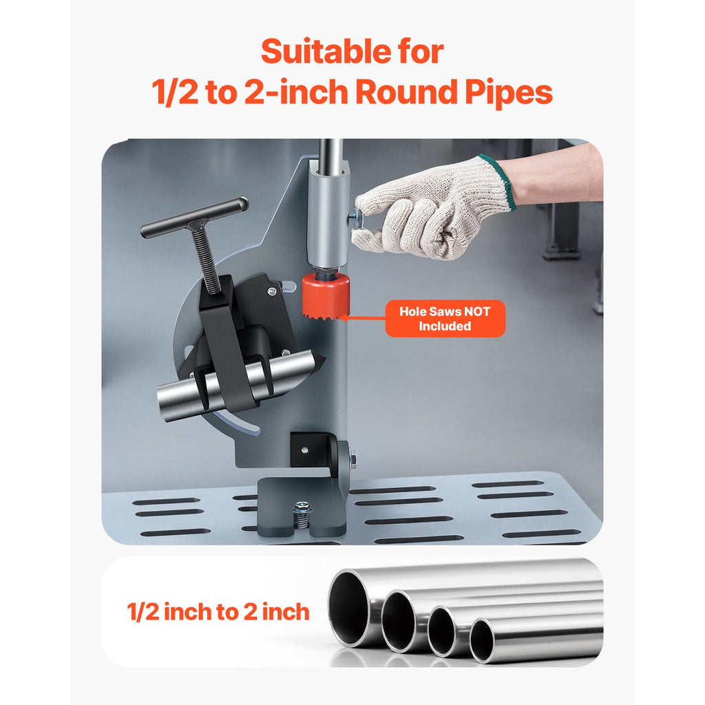 Pipe Notcher, Tubing Notcher for 1/2 to 2-inch Pipes, Pipe & Tube Notcher with 0 to 60° Adjustable Angle for Metal, PVC, Wood Pipes, Ideal for Repair Shops, Home Projects, Metalworking image 2