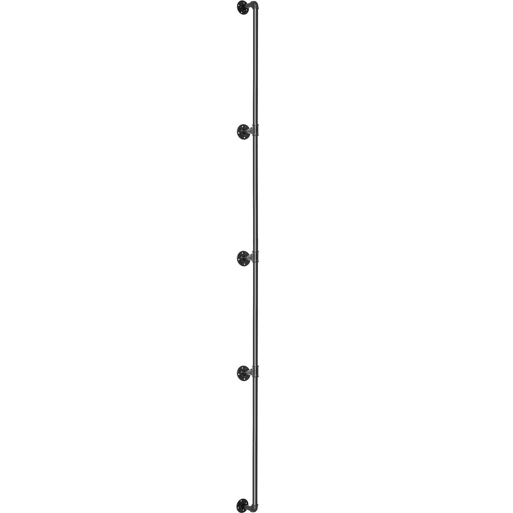 Pipe Stair Handrail, 13FT Staircase Handrail, 440LBS Load Capacity Carbon Steel Pipe Handrail, Industrial Pipe Handrail with Wall Mount Support, Round Corner Wall Handrailing for Indoor, Outdoor