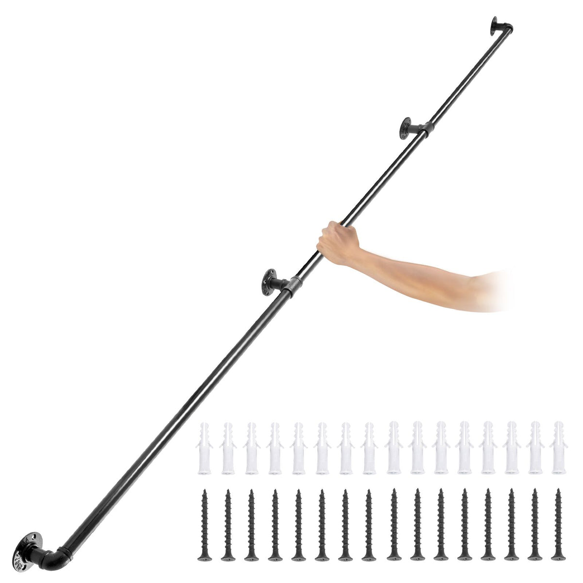 Vip Railing Pipe Stair Handrail, 9FT Staircase Handrail, 440LBS Load Capacity C ...