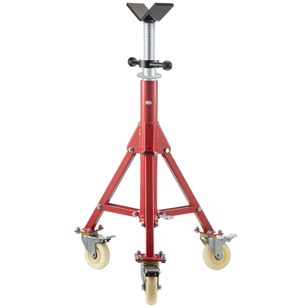 Pipe Stand, V Head Pipe Jack Stand Adjustable Height 28-52 Inch, 2500LBS Pipe Jack Stands with Casters, Folding Portable Pipe Stands for 1/8 to 12 Inch Pipe Supporting