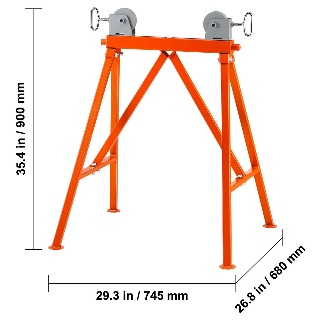 Pipe Stand with Roller Head 2500 LBS Load for 2-36 inches Pipes 45# Steel image 2
