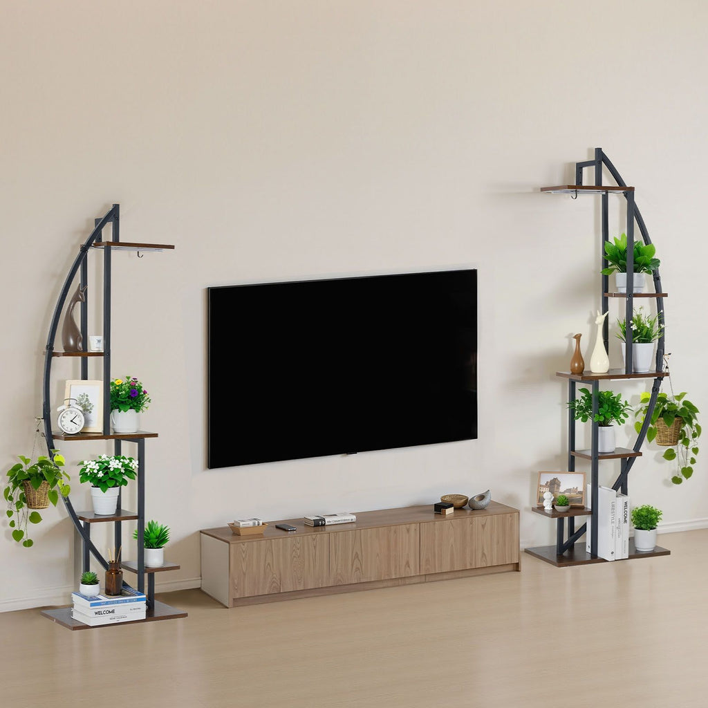 Plant Stand Indoor with Grow Lights, 63 in Tall 6-Tiered Lighted Plant Shelf, 2 Pack Metal Corner Plants Holder, 3 Timer & 10 Brightness, Half-Moon Shaped Flower Display Rack for Living Room image 2
