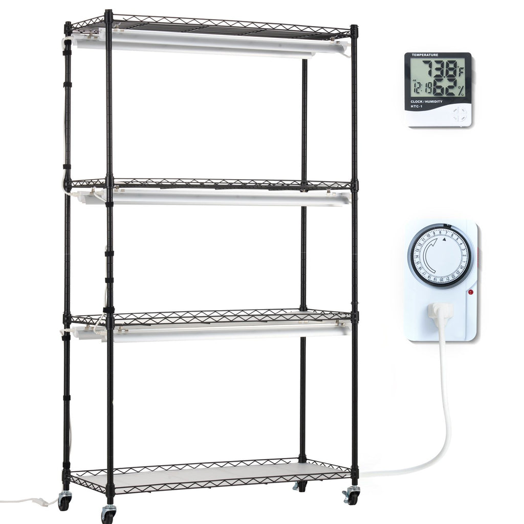 Plant Stand with Grow Light, 4 Tiers Plant Shelf with 3000K 180W LED Full Spectrum Light for Indoor Plants, Grow Light Shelf with Timer for Seed Starting 35.4" L x 13.8" W x 59.1" H