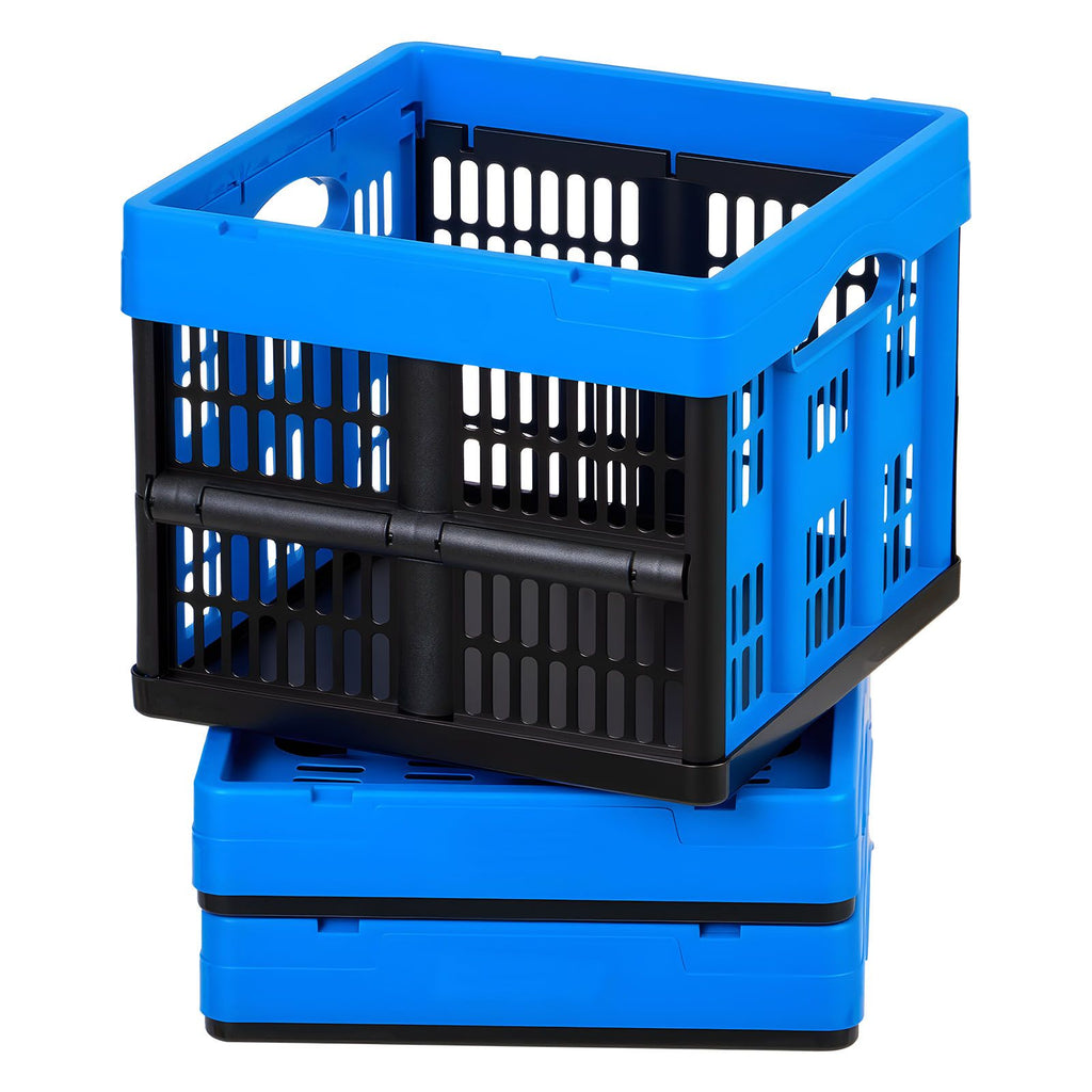 Plastic Collapsible Storage Bins, 25L 3 Packs, Stackable Folding Storage Crates with Handles, Holds 22 lbs Per Bin, Foldable Heavy Duty Containers, Space-Saving Baskets, for Home Organizing