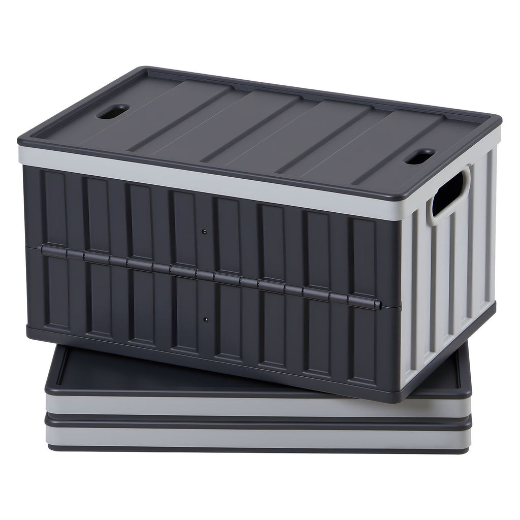 Plastic Collapsible Storage Bins with Lids, 65L 3 Packs, Stackable Folding Storage Crates with Handles, Holds 84 lbs Per Bin, Heavy Duty Containers, Space-Saving Baskets, for Home Organizing