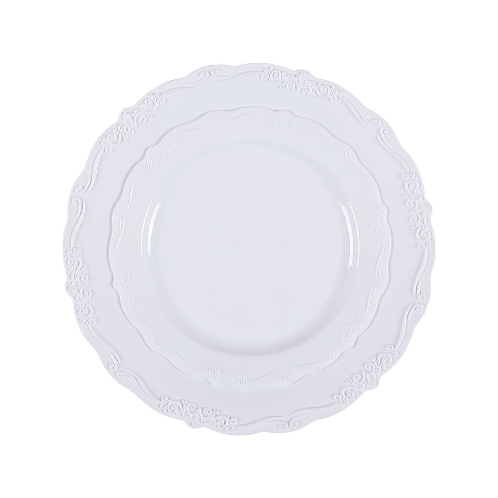 Plastic Disposable Plates, 100 Pcs White Plastic Plates, Heavy Duty Plastic Plates with 50 Pcs 9.8 Inch Plastic Dinner Plates and 50 Pcs 7.5 Inch Plastic Dessert Plates, for Wedding and Party