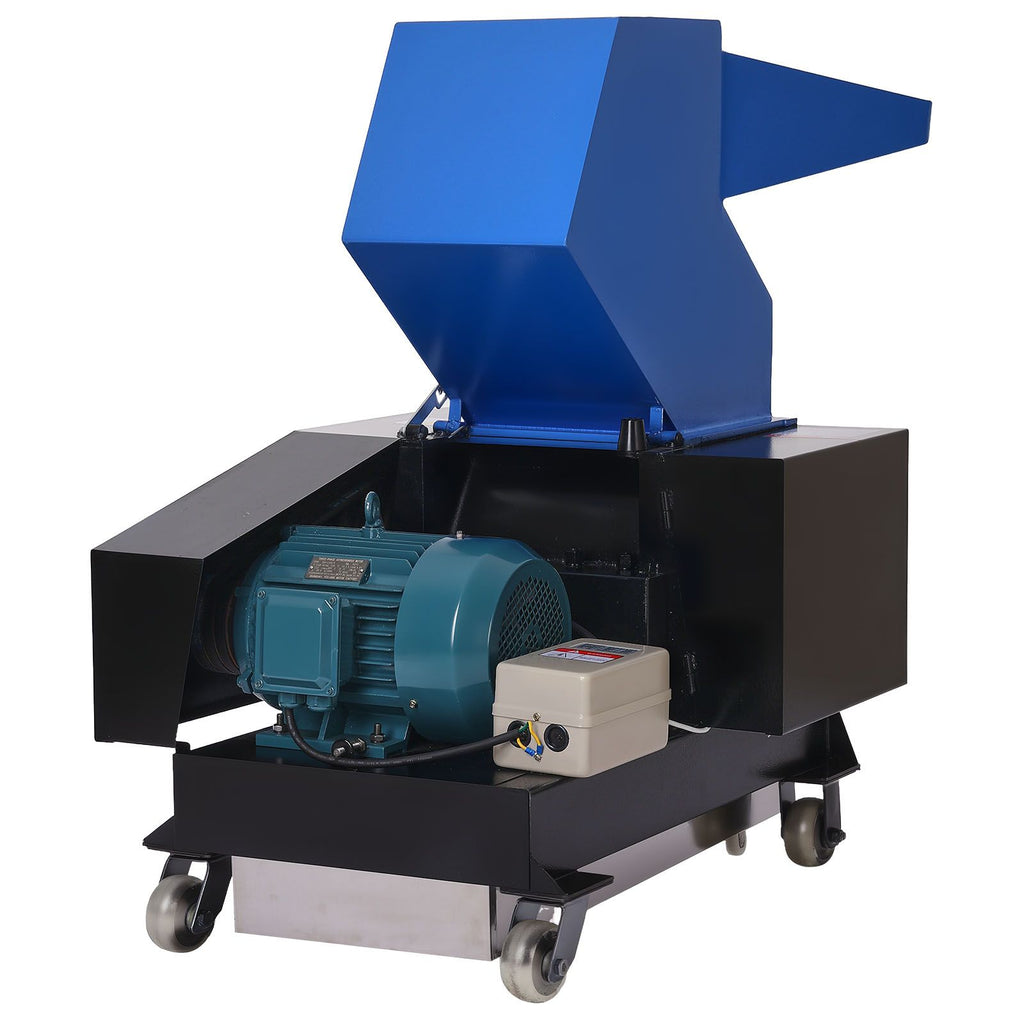 Plastic Shredder Crusher, 5.5HP/4.0KW Plastic Bottle Grinder Granulator, 150-200kg/h Capacity Pulverizer Recycling Machine with Wheels, SDK-11 Blade & 8mm Mesh for PVC PTFE (220V 60Hz 3-Phase)