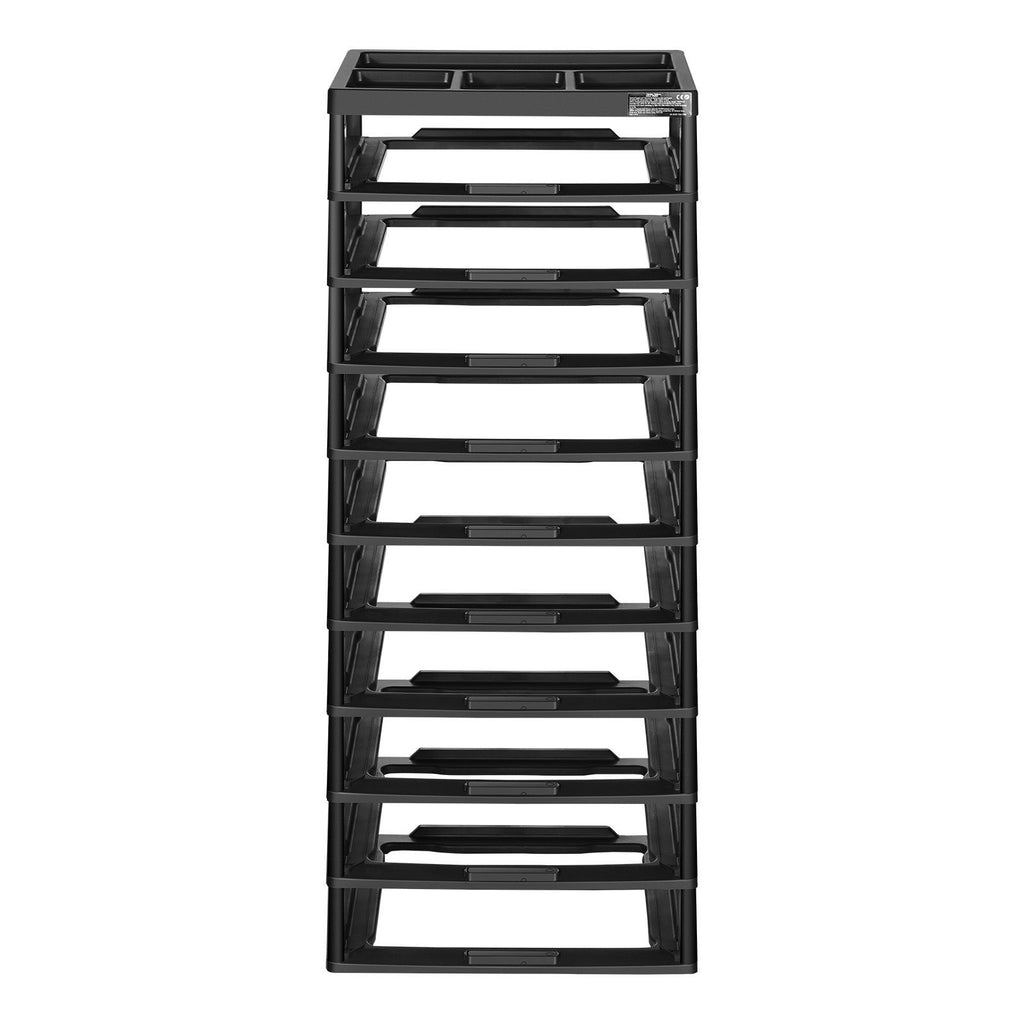 Plastic Storage Organizer, 10-Tier Large Capacity with Organizer Top, Black Frame Only, PP Material Multifunctional Scrapbook Storage, for Office Essentials Tools Arts and Crafts Supplies