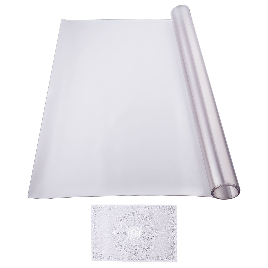 Plastic Table Cover, 24 x 48 Inch 1.5 mm Thick Frosted Table Protector, Rectangle PVC Desk Mat, Waterproof & Easy Cleaning Desk Pad Tablecloth, for Office Dresser Dining Room Table Night Stand