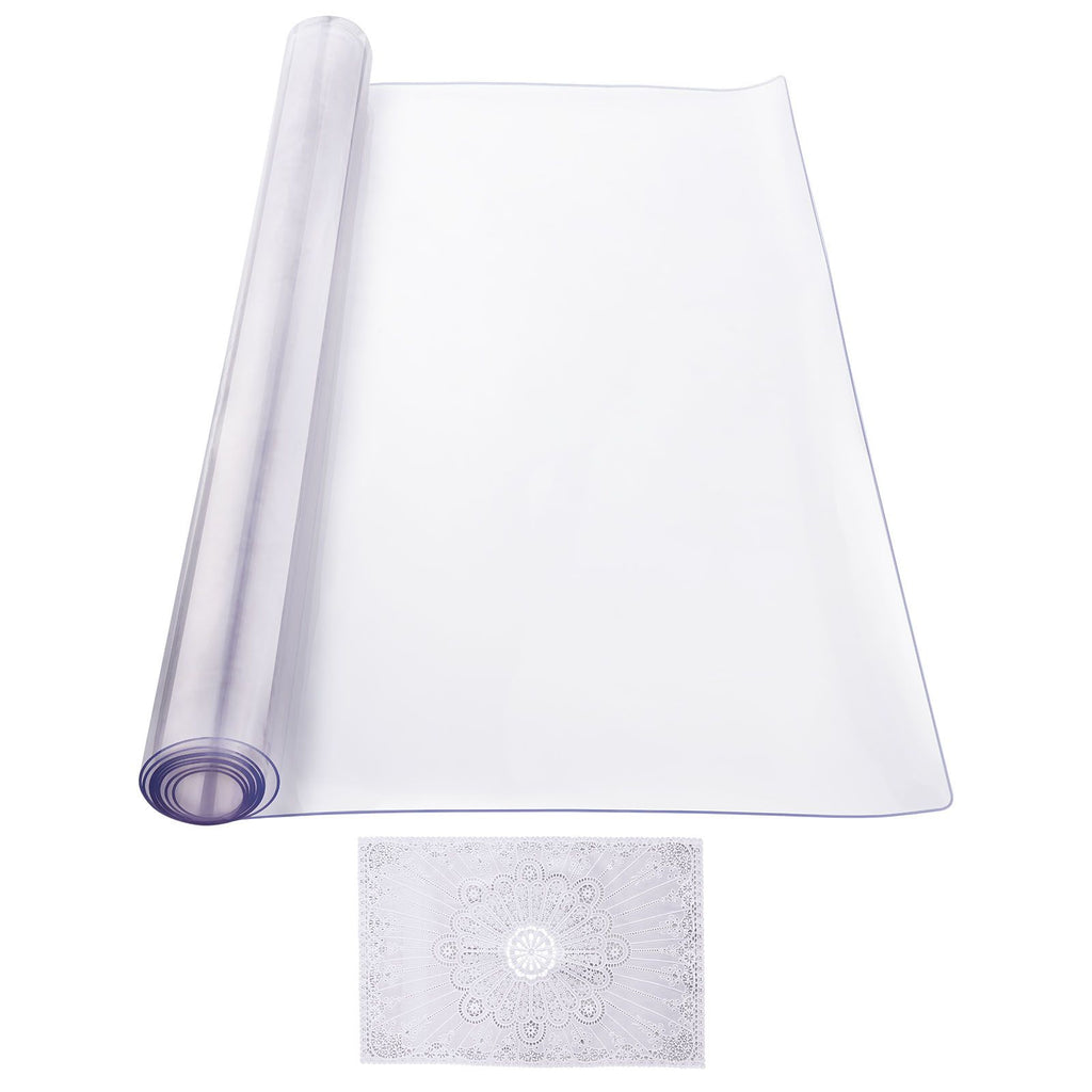 Plastic Table Cover, 24 x 48 Inch 2.0 mm Thick Clear Table Protector, Rectangle PVC Desk Mat, Waterproof & Easy Cleaning Desk Pad Tablecloth, for Office Dresser Dining Room Table Night Stand