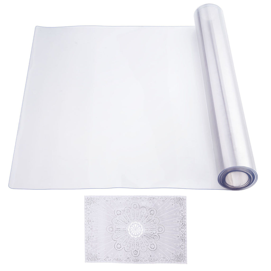 Plastic Table Cover, 24 x 96 Inch 1.5 mm Thick Clear Table Protector, Rectangle PVC Desk Mat, Waterproof & Easy Cleaning Desk Pad Tablecloth, for Office Dresser Dining Room Table Night Stand