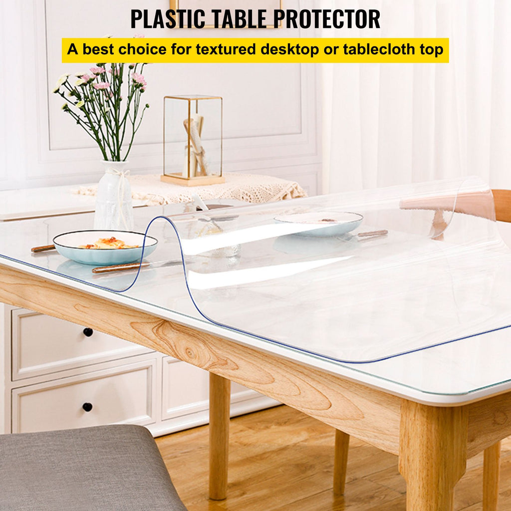 Plastic Table Cover 42 x 78 Inch, 2 mm Thick Clear Table Protector, Rectangle Clear Desk Mat, Waterproof & Easy Cleaning for Office Dresser Night Stand image 2