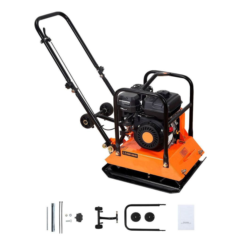 Plate Compactor, 6.5 HP 196CC Gas Engine, 5700 VPM Vibrating Ground Rammer, 4047 lbs Compaction Force, 21 x 16 in Plate, Walk Behind Compactor for Paver Landscaping, Asphalt, Foundation, Soil