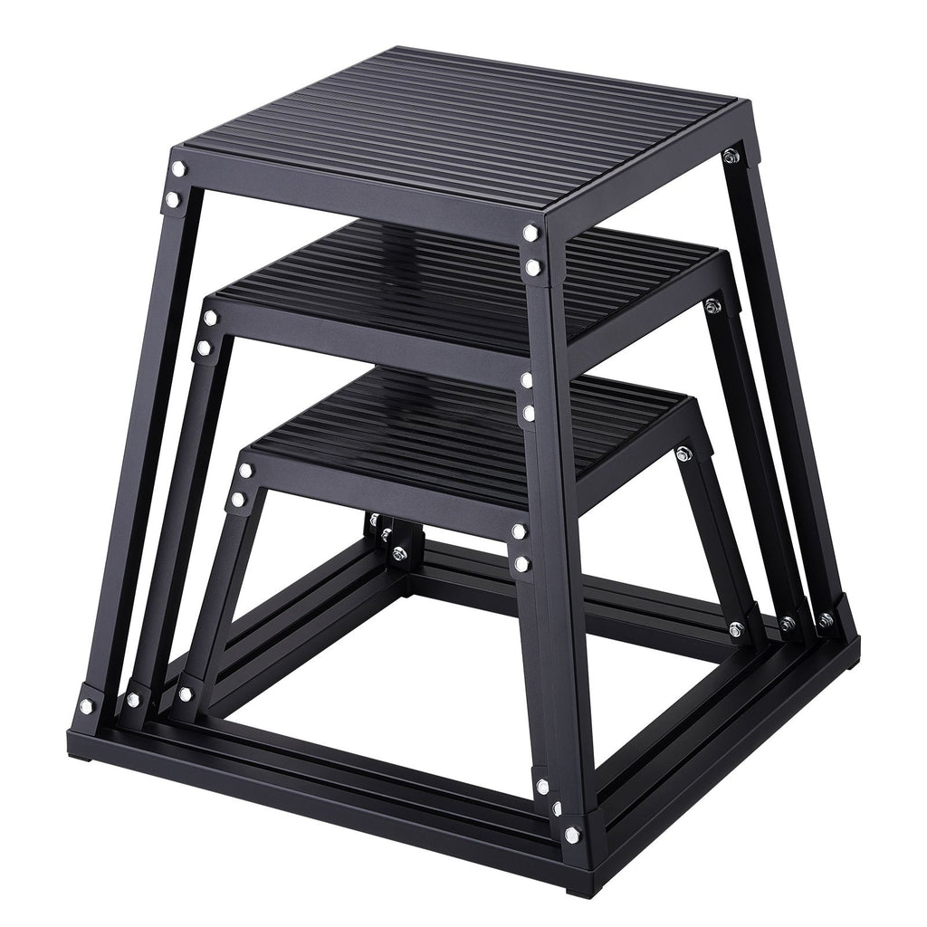 Plyometric Jump Boxes, 12/18/24 Inch Plyo Box, Platform and Jumping Agility Box, Anti-Slip Fitness Exercise Step Up Box Set for Home Gym Training, Conditioning Strength Training, Black