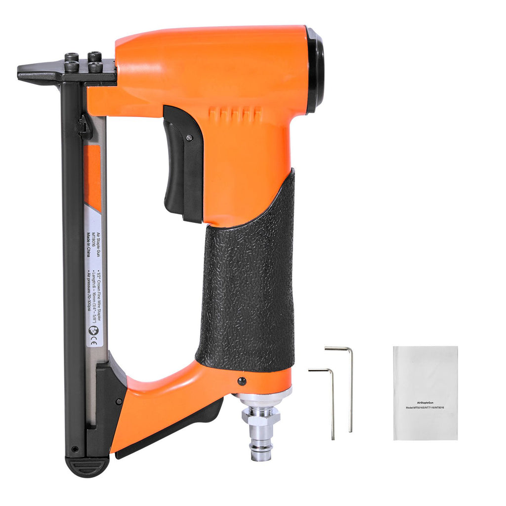 Pneumatic Staple Gun, 21 Gauge Air Upholstery Stapler for 80 Series Fine Wire Staples 1/2" Crown 1/4"-5/8" Length, Max 150PCS Loading Air Staple Gun for Upholstering, Woodworking, DIY Projects