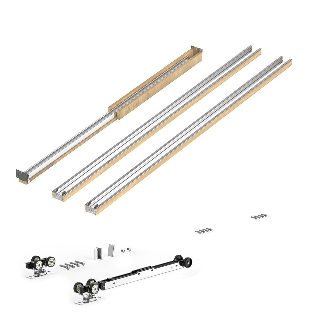 Pocket Door Frame Kit, for 24-30 in Wide 80 in High Door, Pocket Door Kit with Two-Way Soft Close Mechanism, Slide Smoothly Quietly, Easy to Install, Wood and Galvanized Steel, for Living Room