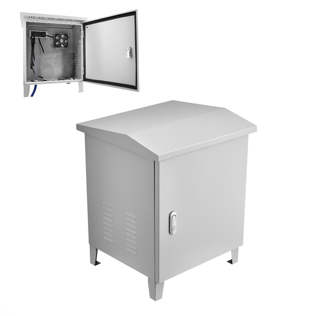 Pond Aerator Weatherproof Outdoor Cabinet, Housing for Pond Aerator with Cooling Fan & AC Power Outlet, 16.9 x 19.7 x 22.8 in, Water Garden Aeration Box, Fits Most Aeration Compressors