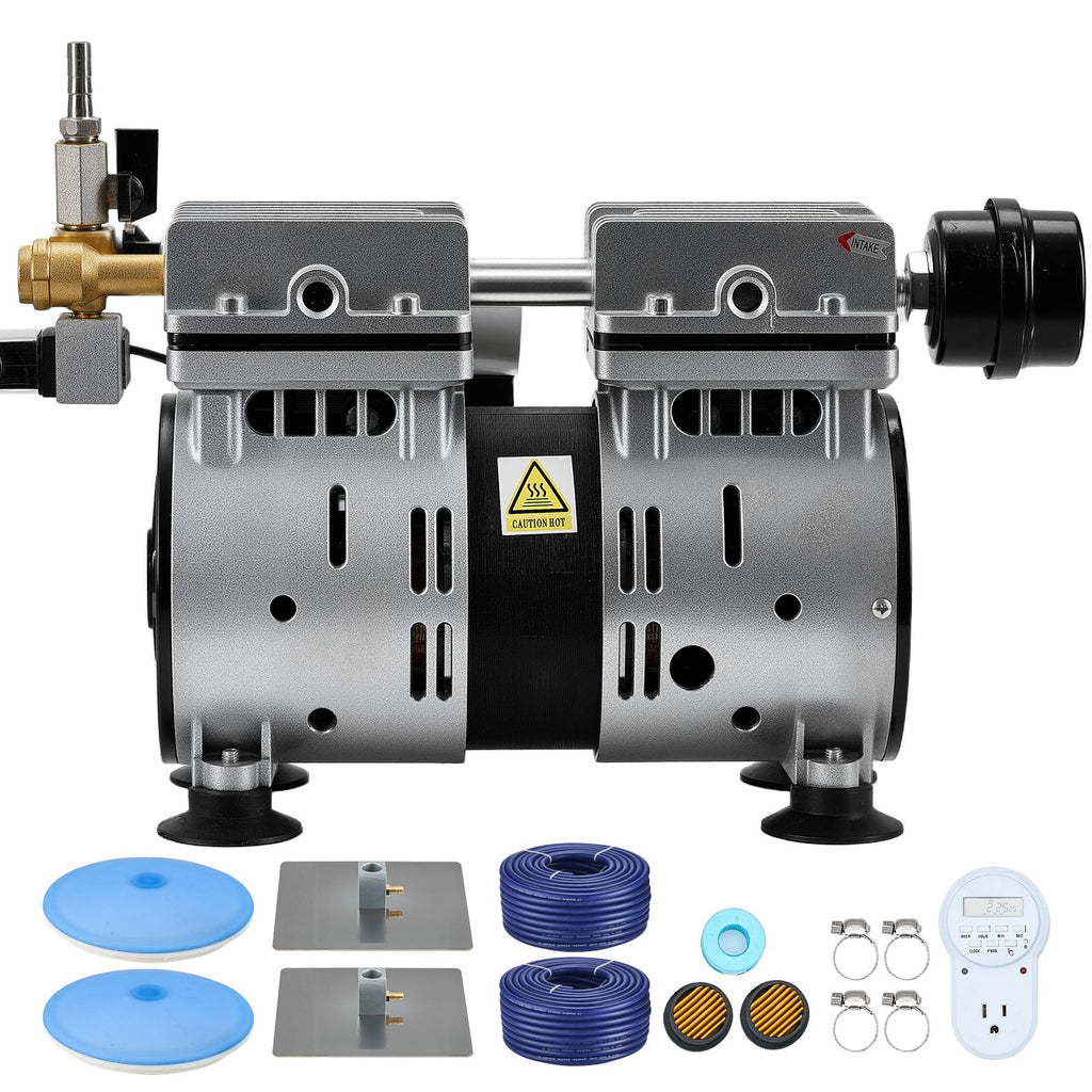 Pond Aerators, 5.2CFM Aeration System for Lakes up to 3 Acres, 3/4 HP Air Compressor, 2 Diffusers & Two 100' Weighted Tubings, Outdoor Pond Aeration Pump for Deep Water Oxygen Circulation