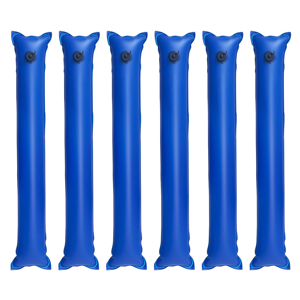 Pool Cover Water Bags, 6 Packs 4 Ft, Single Chamber Pool Cover Water Tubes, 0.4mm Thick PVC Bags Weights with Leakproof Screw Cap, for Inground Swimming-Pool Covers Winter Closing, Blue