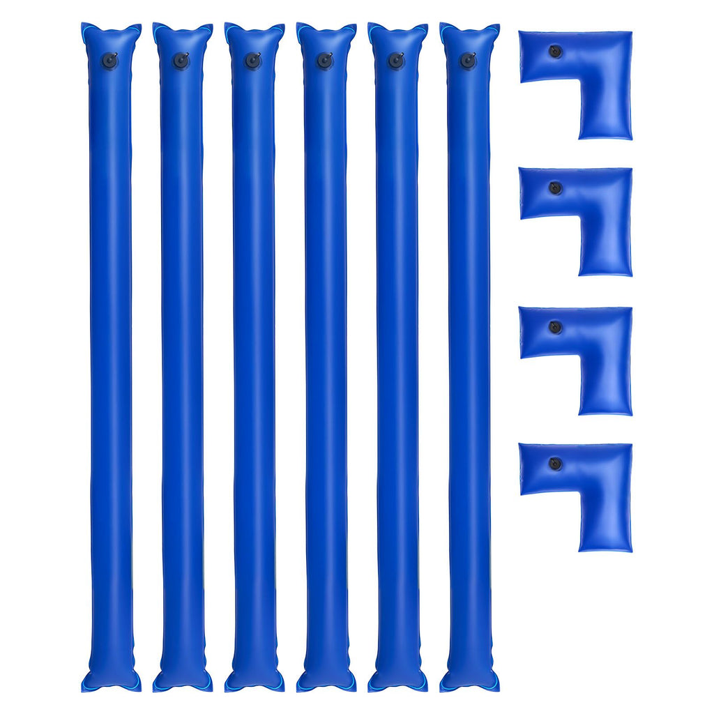 Pool Cover Water Bags Set, 6 Packs 8 Ft Single Chamber Pool Cover Water Bags & 4 Corner Tubes, 0.4mm Thick PVC Bag Weights with Leakproof Valve, for Winter Inground Swimming-Pool Covers