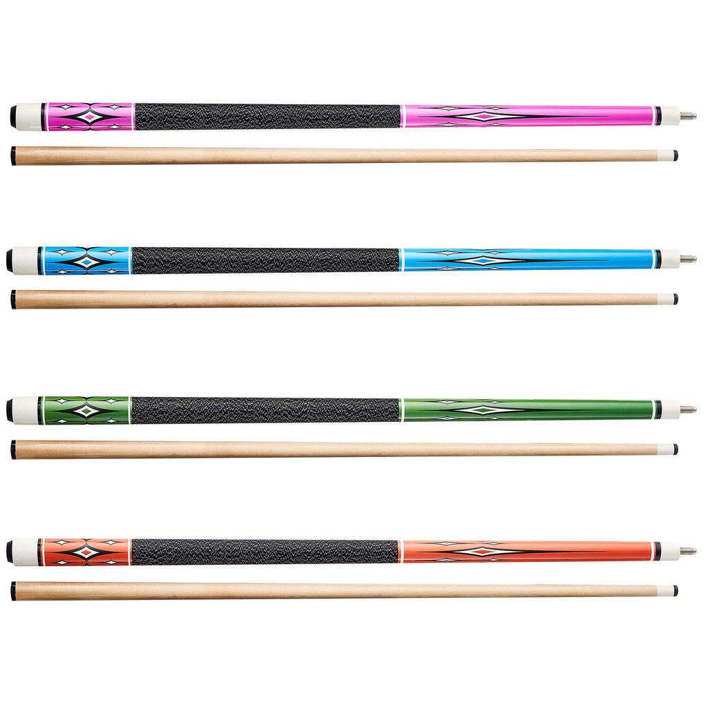 Pool Cue, 4 Pieces Pool Stick, 58 inch Canadian Maple Wood Billiard Pools Stick with ABS Connection Ring, Cues Sticks for Professional Pool Table, Bar, Home, Office, 18 oz, 19 oz, 20 oz, 21 oz