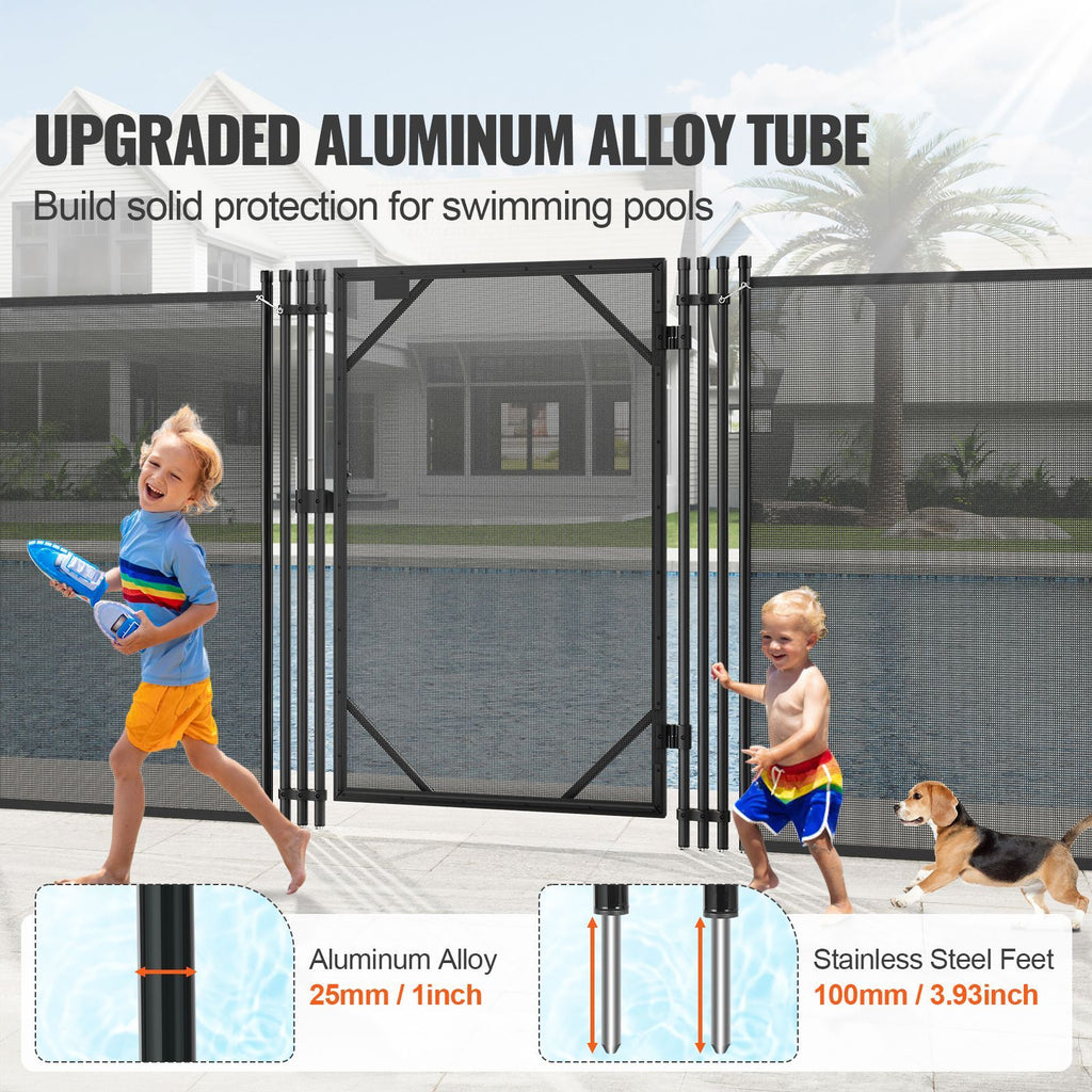 Pool Fence Gate, 4 x 2.5 Ft, Easy DIY Installation Inground Pool Gate, Pool Fence Gate Kit with Stainless Steel Latch, Removable Child & Pet Security Pool Fencing