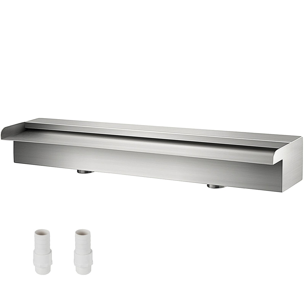 Pool Fountain Stainless Steel Pool Waterfall Spillway with Pipe Connector Rectangular Garden Outdoor (59.1\")