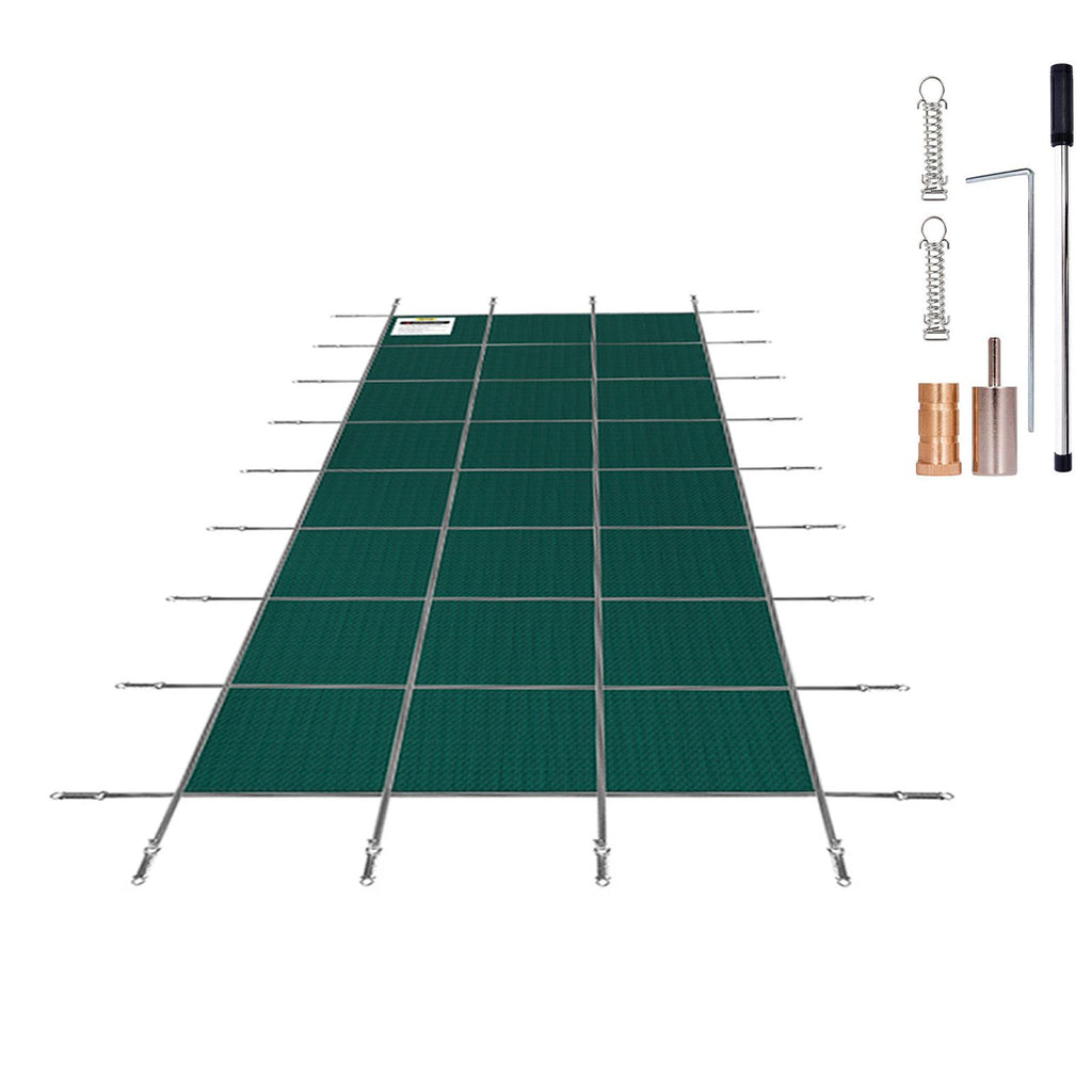 Pool Safety Cover Fits 16x40ft Rectangle Inground Pools, Safety Pool Cover with Drainage Holes, Mesh Pool Cover for Swimming Pool, Winter Safety Cover, Green