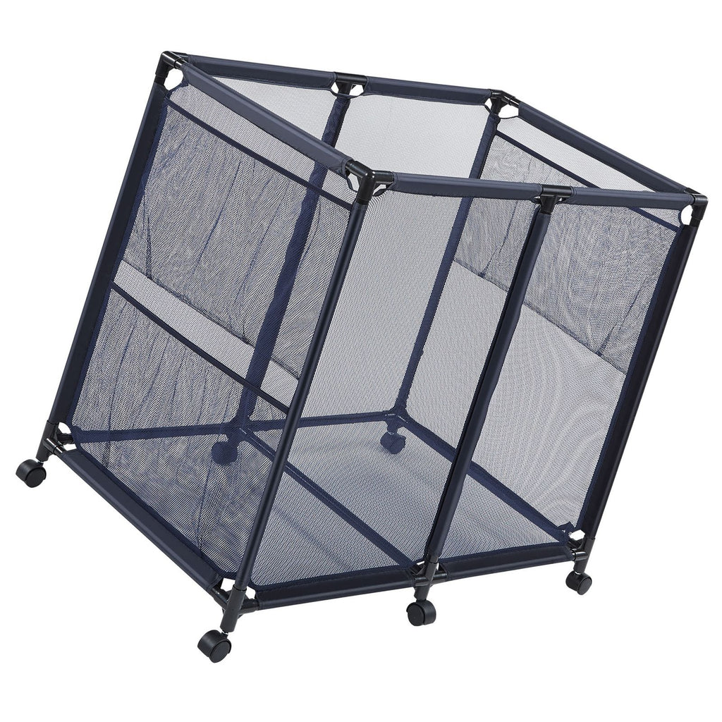 Pool Storage Bin, 36.8 x 24 x 35.6 in, Rolling Pool Float Storage Organizer with Side Pockets & Casters, Heavy Duty Metal Frame, Poolside Toys Noodles Holder Mesh Basket for Swimming Pools