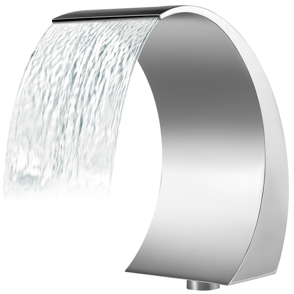 Pool Waterfall Fountain Stainless Steel Fountain 15.4\" x 7.9\" x 1.5\" Silver Pool Fountains for Ground Pools Garden Outdoor Waterfalls Sheer Descent Pond Water Feature