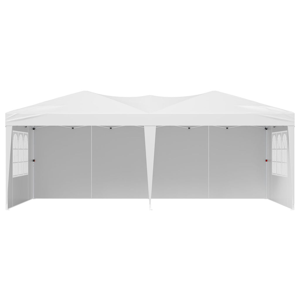 Pop Up Canopy, 10 x 20 FT Instant Canopy Portable Gazebo with 3 Sidewalls & 2 Ventilated Windows, Height Adjustable Pop-Up Outdoor Shelter Tent for Events, Patio, Backyard, Party, Parking