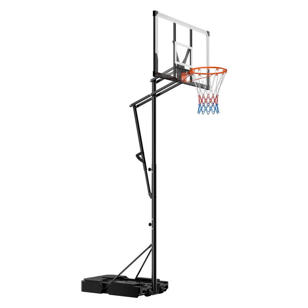 Portable Basketball Stand, 5.25 to 10 ft Height Adjustment Basketball Hoop & Goal, Portable Basketballs Hoop with 48 inch PC Backboard & Wheels for Kids, Teens, Adults in Driveways, Pools