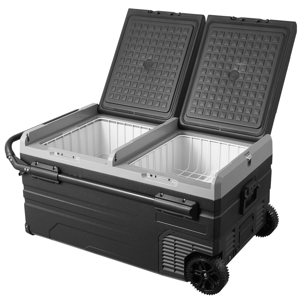 Portable Car Freezer, 100 Quart Portable Refrigerator Freezer, 95L Dual Storage Zone Camping Freezer, -4 - F 12 Volt Fridge Freezer, Car Freezer for Car and Home Use, DC 12/24V, AC 100-240V