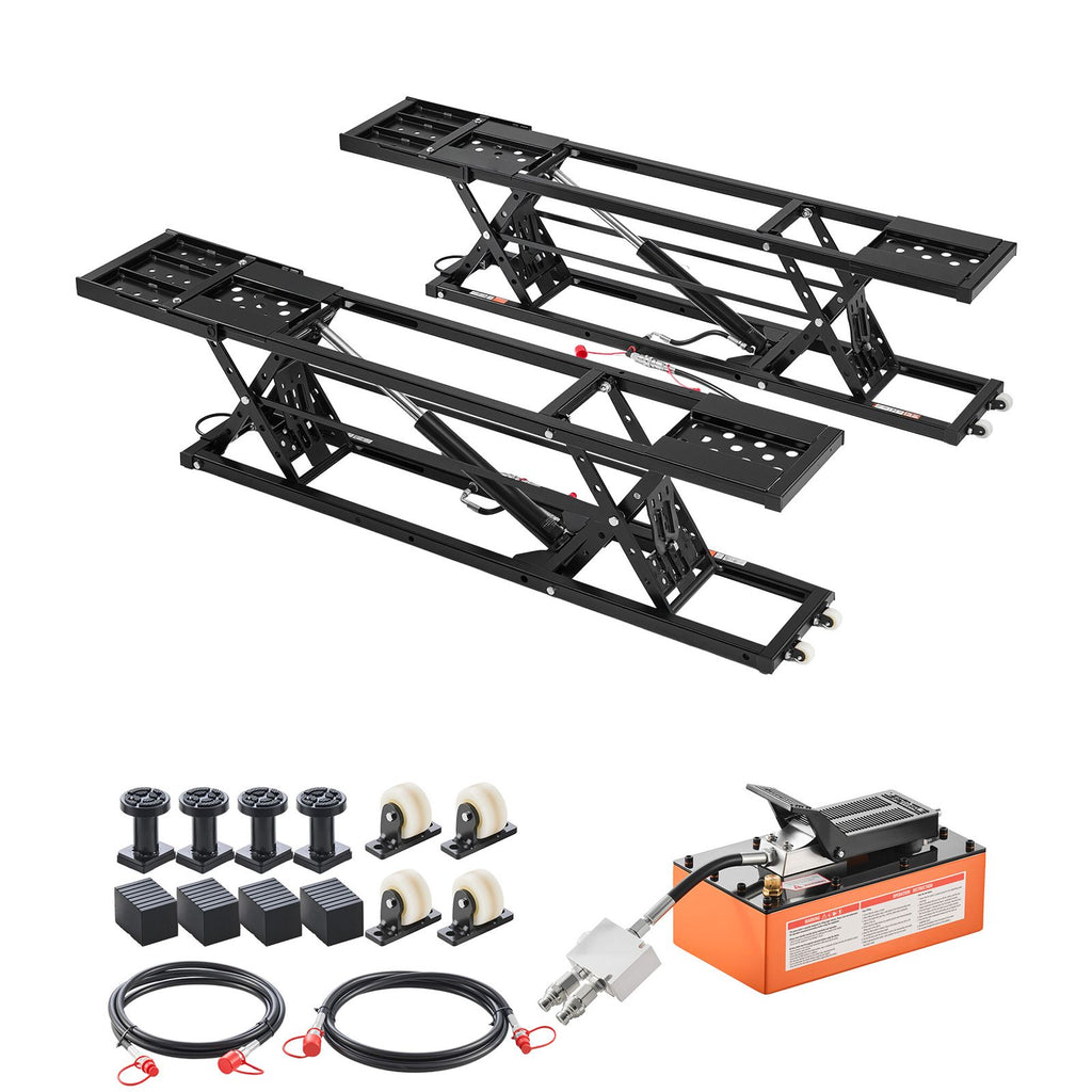 Portable Car Lift, 5000 lbs Capacity, Heavy Duty Quick Lift with 25.6" Max Height, Pneumatic Pump, Wheels, 4 Rubber Pads & 4 Lifting Columns for Cars, Compact SUVs, Mini Trucks, Garage or Shop