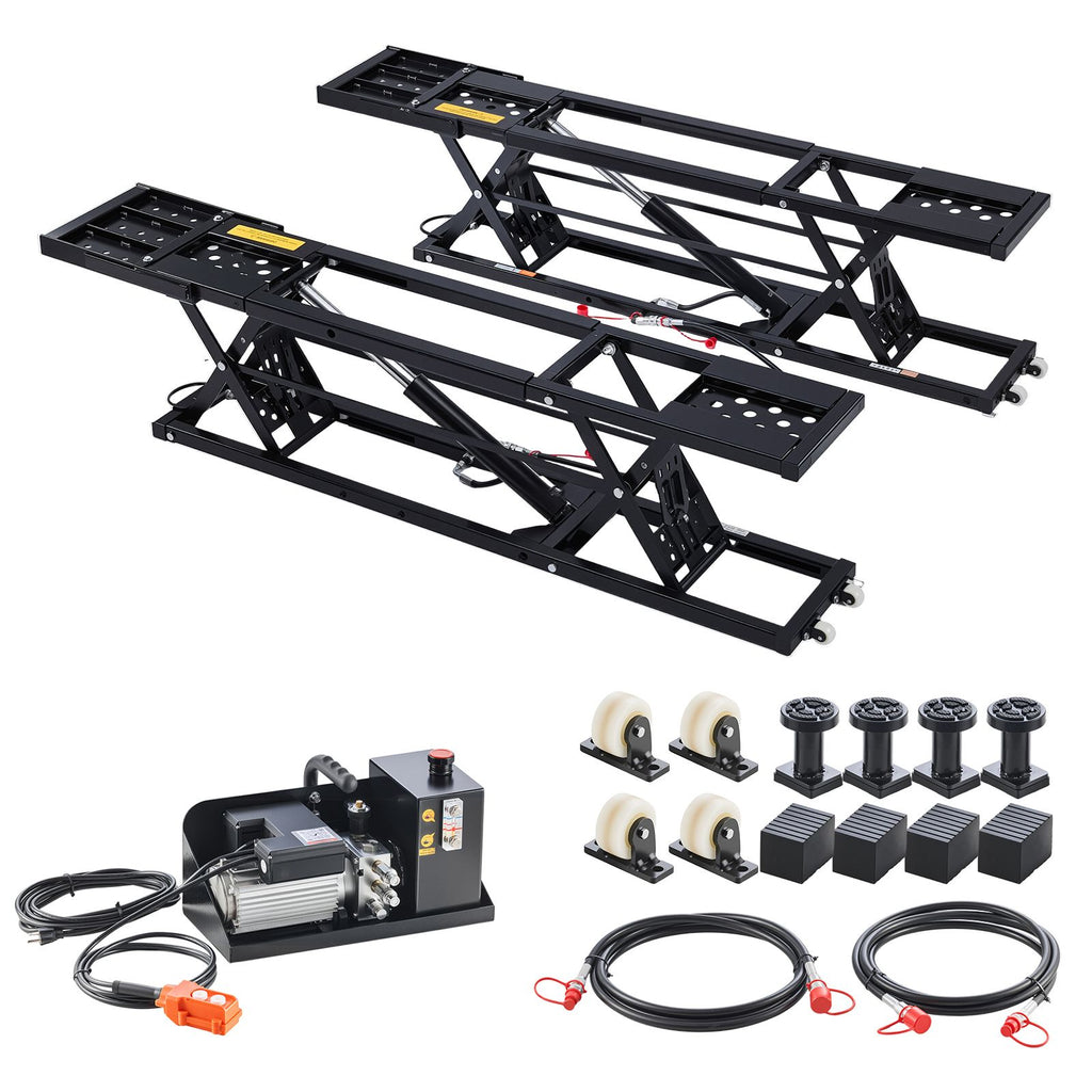 Portable Car Lift, 9000 lbs Capacity, Heavy Duty Steel Truck Lift with 28" Max Height, 120V Power Unit, Wheels, 4 Rubber Pads & 4 Lifting Columns for Cars, SUVs, Trucks, Home Garage or Shop Use