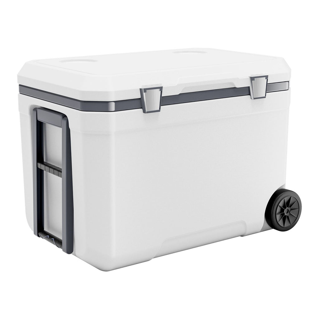 Portable Cooler, 45 QT Wheeled Cooler with Ice Retention, Heavy-Duty Handles and Cup Holder, Lightweight Rigid Material Insulated Portable Cooler, Suitable for Family Picnics and Long Trips