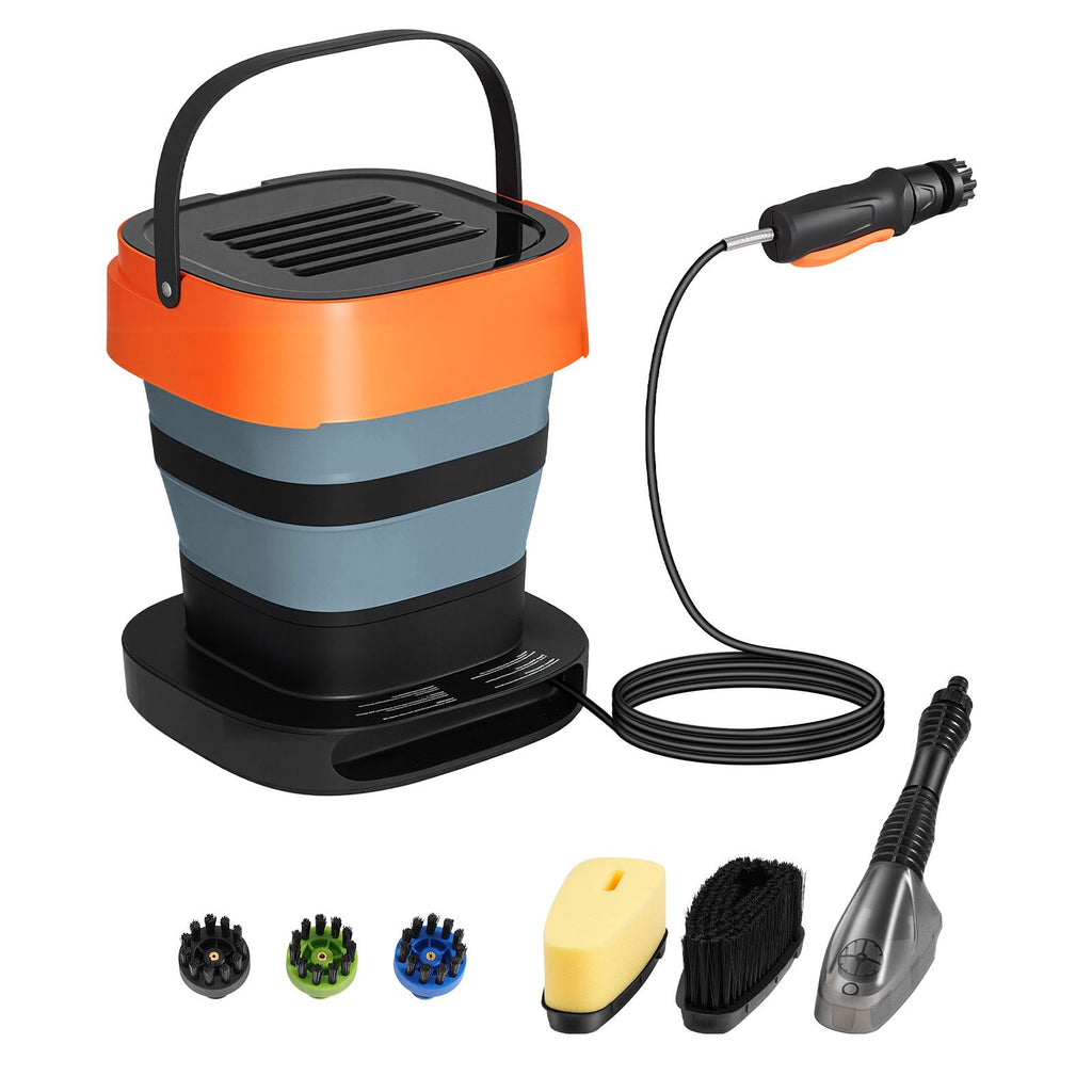 Portable Cordless Pressure Washer with 2.64 Gal Tank, Foldable Power Washer 109 Max PSI, 3 Nozzles, Magnetic Sponge Brush & Soft Bristle Brush,78.7 in Hose, for Bike Cleaning, Patio, Camping